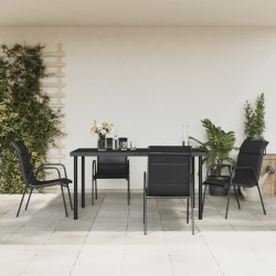 vidaXL Juego de comedor para jardín 5 piezas acero y textilene negro