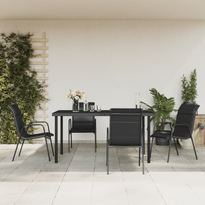 vidaXL Juego de comedor para jardín 5 piezas acero y textilene negro vidaXL Juego de comedor para jardín 5 piezas acero y textilene negro