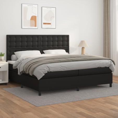 vidaXL Cama box spring con colchón cuero sintético negro 200x200 cm