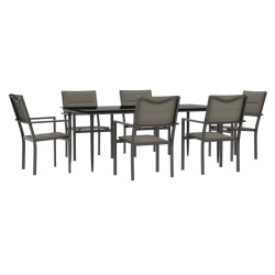 vidaXL Juego de comedor para jardín 7 piezas acero y textilene negro