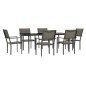 vidaXL Juego de comedor para jardín 7 piezas acero y textilene negro vidaXL Juego de comedor para jardín 7 piezas acero y textilene negro
