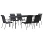 vidaXL Juego de comedor para jardín 7 piezas acero y textilene negro vidaXL Juego de comedor para jardín 7 piezas acero y textilene negro