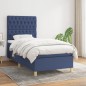 vidaXL Cama box spring con colchón tela azul 90x200 cm vidaXL Cama box spring con colchón tela azul 90x200 cm