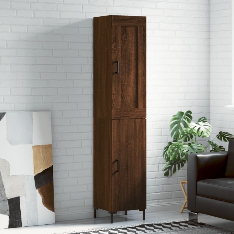 vidaXL Aparador alto madera contrachapada roble marrón 34,5x34x180 cm vidaXL Aparador alto madera contrachapada roble marrón 34,5x34x180 cm