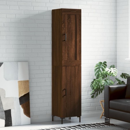 vidaXL Aparador alto madera contrachapada roble marrón 34,5x34x180 cm