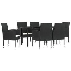 vidaXL Juego de comedor de jardín 7 pzas ratán sintético y acero negro