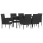 vidaXL Juego de comedor de jardín 7 pzas ratán sintético y acero negro vidaXL Juego de comedor de jardín 7 pzas ratán sintético y acero negro