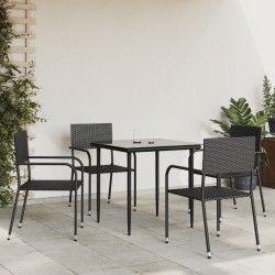 vidaXL Juego de comedor de jardín 5 pzas ratán sintético y acero negro