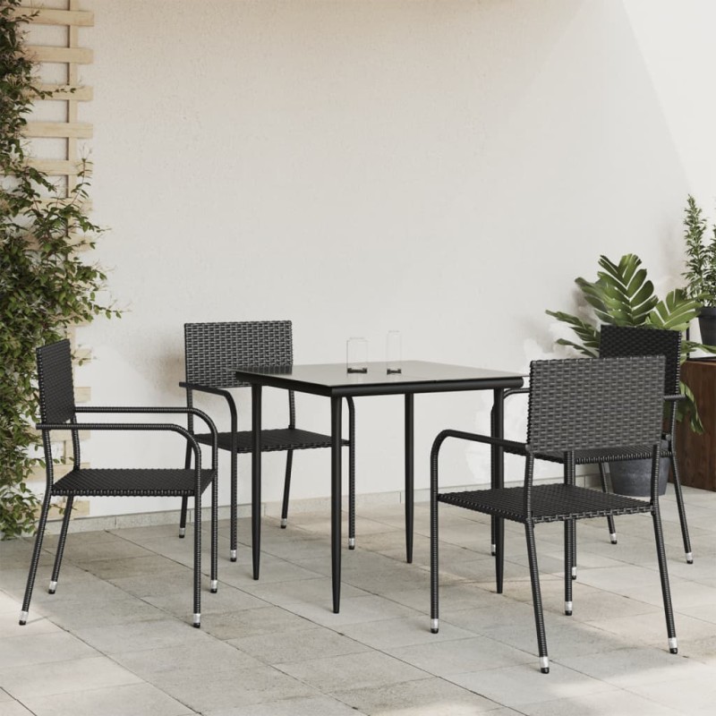 vidaXL Juego de comedor de jardín 5 pzas ratán sintético y acero negro