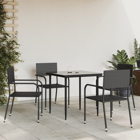 vidaXL Juego de comedor de jardín 5 pzas ratán sintético y acero negro