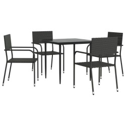 vidaXL Juego de comedor de jardín 5 pzas ratán sintético y acero negro