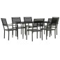 vidaXL Juego de comedor para jardín 7 piezas acero y textilene negro vidaXL Juego de comedor para jardín 7 piezas acero y textilene negro