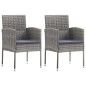 vidaXL Juego de comedor jardín 3 pzas ratán sintético acero gris negro vidaXL Juego de comedor jardín 3 pzas ratán sintético acero gris negro