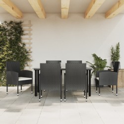 vidaXL Juego de comedor de jardín 7 pzas ratán sintético y acero negro