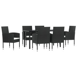 vidaXL Juego de comedor de jardín 7 pzas ratán sintético y acero negro