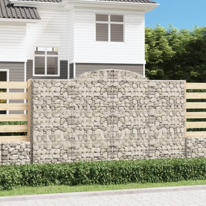 vidaXL Cestas de gaviones 3 uds forma de arco hierro 300x30x180/200 cm vidaXL Cestas de gaviones 3 uds forma de arco hierro 300x30x180/200 cm