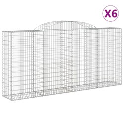 vidaXL Cestas gaviones 6 uds forma de arco hierro 300x50x140/160 cm