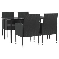 vidaXL Juego de comedor de jardín 5 pzas ratán sintético y acero negro
