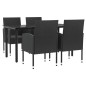 vidaXL Juego de comedor de jardín 5 pzas ratán sintético y acero negro vidaXL Juego de comedor de jardín 5 pzas ratán sintético y acero negro
