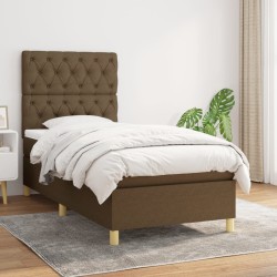 vidaXL Cama box spring con colchón tela marrón oscuro 80x200 cm