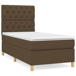 vidaXL Cama box spring con colchón tela marrón oscuro 80x200 cm