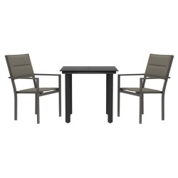 vidaXL Juego de comedor para jardín 3 piezas acero y textilene negro