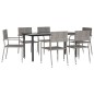 vidaXL Juego de comedor jardín 7 pzas ratán sintético acero gris negro vidaXL Juego de comedor jardín 7 pzas ratán sintético acero gris negro