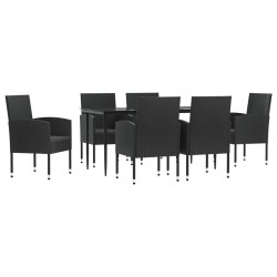 vidaXL Juego de comedor de jardín 7 pzas ratán sintético y acero negro
