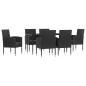 vidaXL Juego de comedor de jardín 7 pzas ratán sintético y acero negro vidaXL Juego de comedor de jardín 7 pzas ratán sintético y acero negro