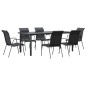 vidaXL Juego de comedor para jardín 7 piezas acero y textilene negro vidaXL Juego de comedor para jardín 7 piezas acero y textilene negro
