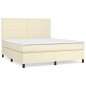 vidaXL Cama box spring con colchón cuero sintético crema 160x200 cm vidaXL Cama box spring con colchón cuero sintético crema 160x200 cm