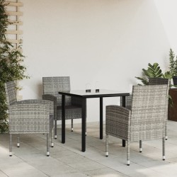 vidaXL Juego de comedor jardín 5 pzas ratán sintético acero gris negro