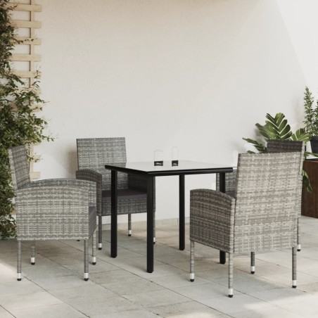 vidaXL Juego de comedor jardín 5 pzas ratán sintético acero gris negro