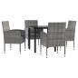 vidaXL Juego de comedor jardín 5 pzas ratán sintético acero gris negro