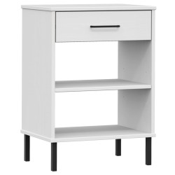 vidaXL Armario consola patas de metal madera maciza pino blanco OSLO
