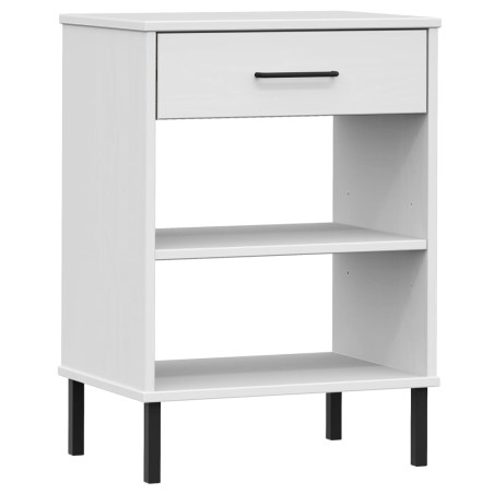 vidaXL Armario consola patas de metal madera maciza pino blanco OSLO