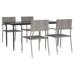 vidaXL Juego de comedor jardín 5 pzas ratán sintético acero gris negro