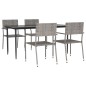 vidaXL Juego de comedor jardín 5 pzas ratán sintético acero gris negro vidaXL Juego de comedor jardín 5 pzas ratán sintético acero gris negro