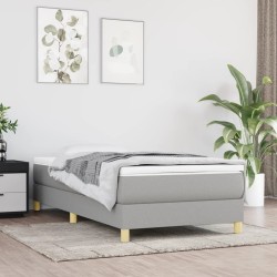 vidaXL Cama box spring con colchón tela gris claro 100x200 cm