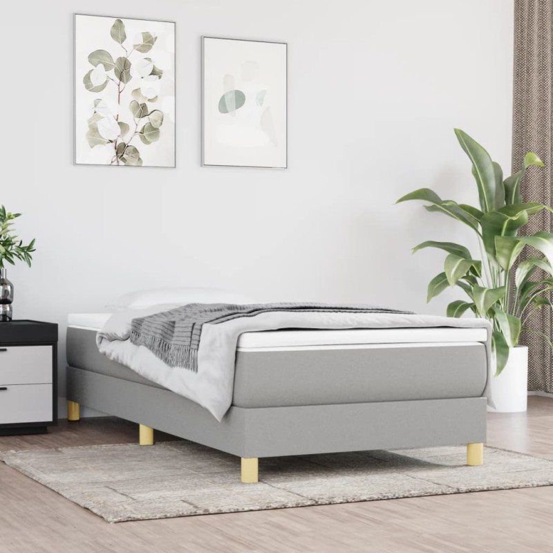 vidaXL Cama box spring con colchón tela gris claro 100x200 cm vidaXL Cama box spring con colchón tela gris claro 100x200 cm