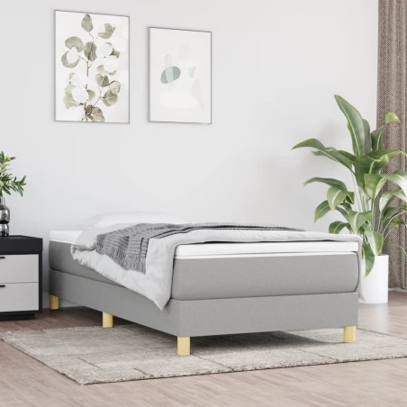 vidaXL Cama box spring con colchón tela gris claro 100x200 cm