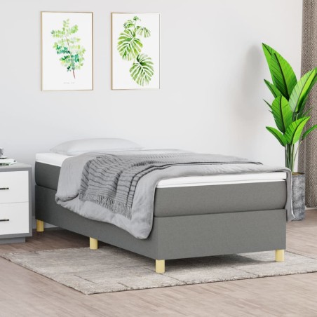 vidaXL Cama box spring con colchón tela gris oscuro 80x200 cm