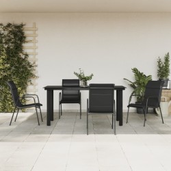 vidaXL Juego de comedor para jardín 5 piezas acero y textilene negro