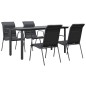 vidaXL Juego de comedor para jardín 5 piezas acero y textilene negro