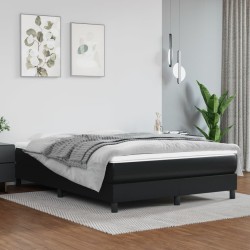 vidaXL Cama box spring con colchón cuero sintético negro 140x190 cm