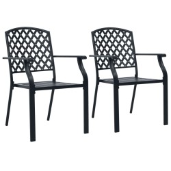 vidaXL Sillas de jardín apilables 2 unidades acero negro