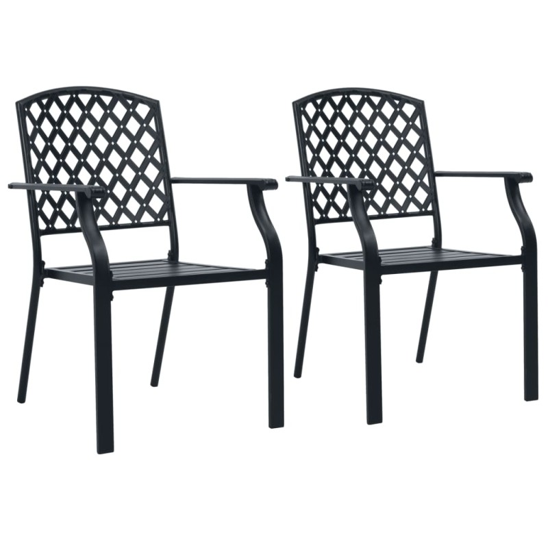 vidaXL Sillas de jardín apilables 2 unidades acero negro vidaXL Sillas de jardín apilables 2 unidades acero negro