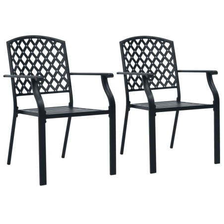 vidaXL Sillas de jardín apilables 2 unidades acero negro