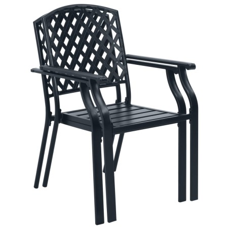 vidaXL Sillas de jardín apilables 2 unidades acero negro