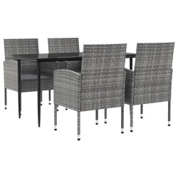 vidaXL Juego de comedor jardín 5 pzas ratán sintético acero gris negro